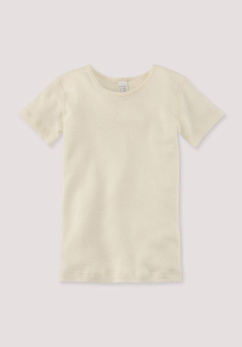 hessnatur Kinder Kurzarmshirt aus Bio-Baumwolle mit Bio-Schurwolle und Seide - naturfarben Grösse146/152 von hessnatur