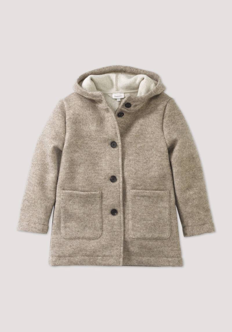 hessnatur Kinder Rhön-Mantel Regular mit Kapuze aus regionaler Schurwolle - beige Grösse98/104 von hessnatur