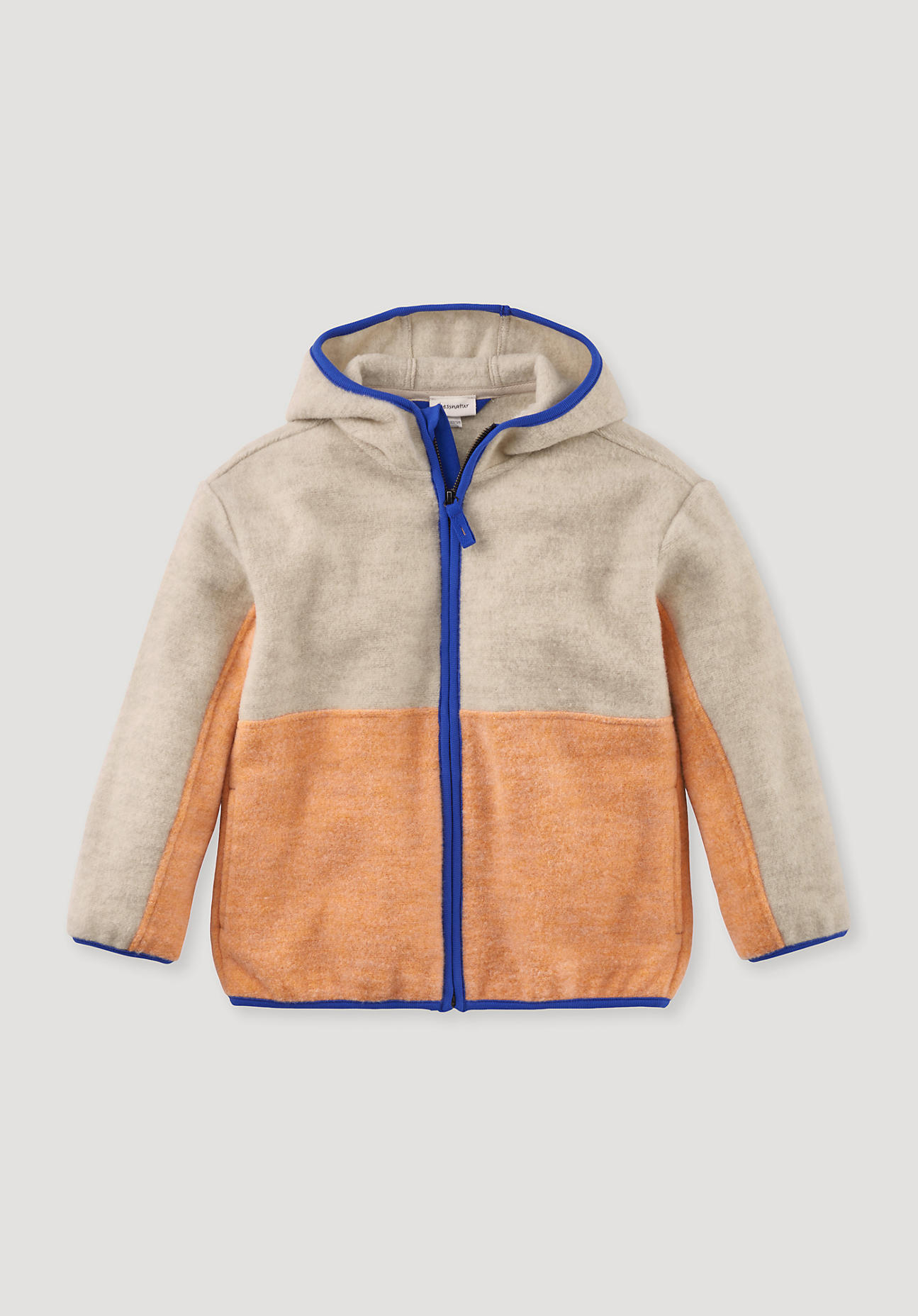 hessnatur Kinder Wollfleece Jacke Regular aus Bio-Merinowolle mit Bio-Baumwolle - beige Grösse146/152 von hessnatur