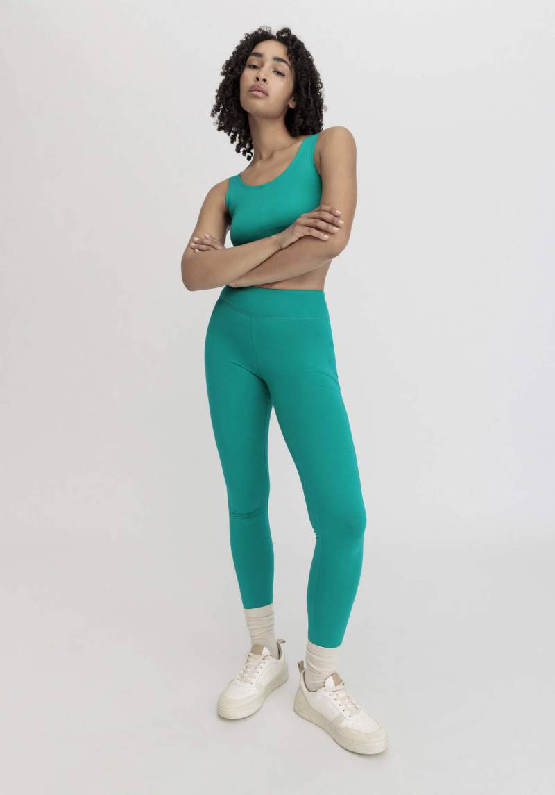 hessnatur Loungewear Leggings Fitted Medium Cut ACTIVE LIGHT aus Bio-Baumwolle - grün GrösseXS/l von hessnatur