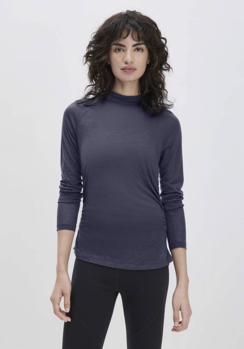 hessnatur Loungewear Shirt Langarm Slim ACTIVE FUNCTIONAL aus Bio-Merinowolle und TENCEL™ Lyocell - lila Grösse40 von hessnatur