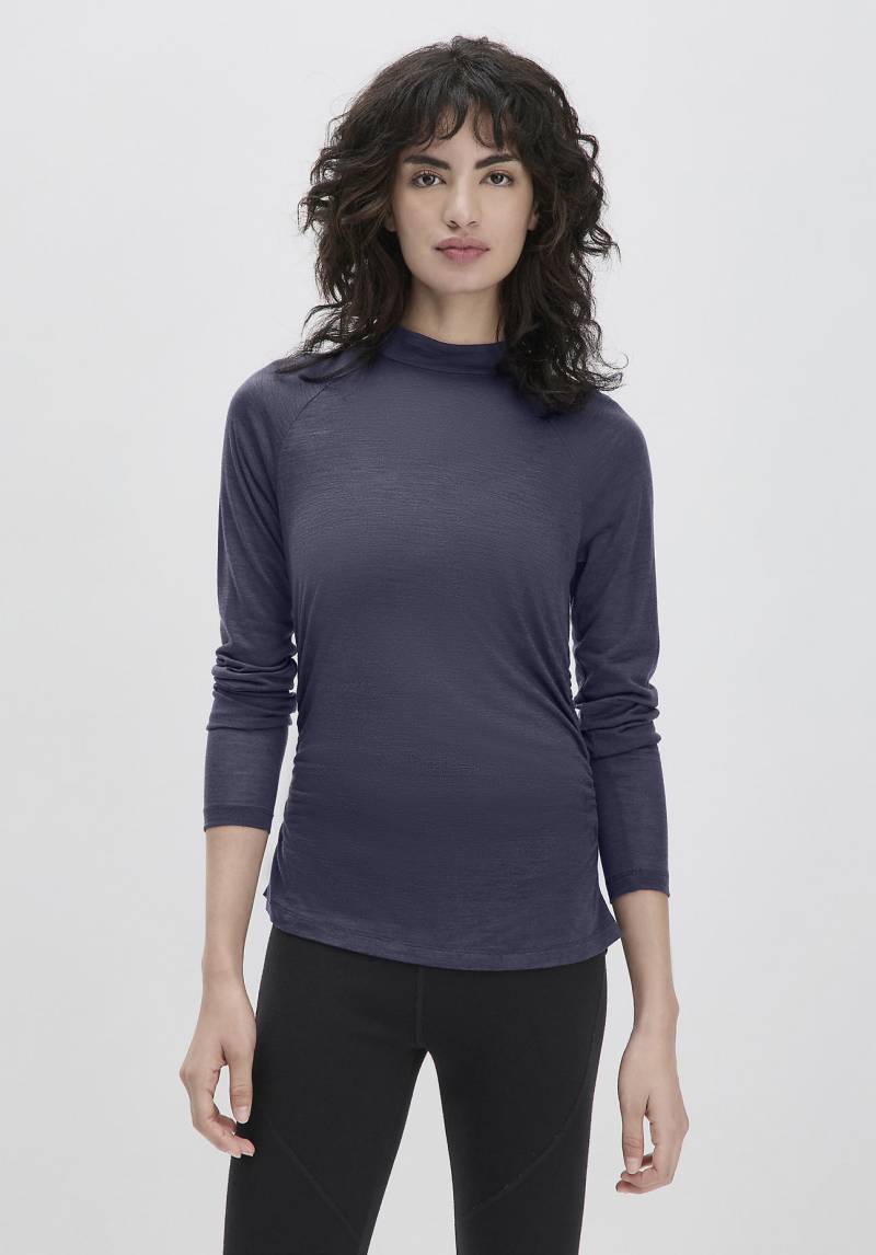 hessnatur Loungewear Shirt Langarm Slim ACTIVE FUNCTIONAL aus Bio-Merinowolle und TENCEL™ Lyocell - lila Grösse48 von hessnatur