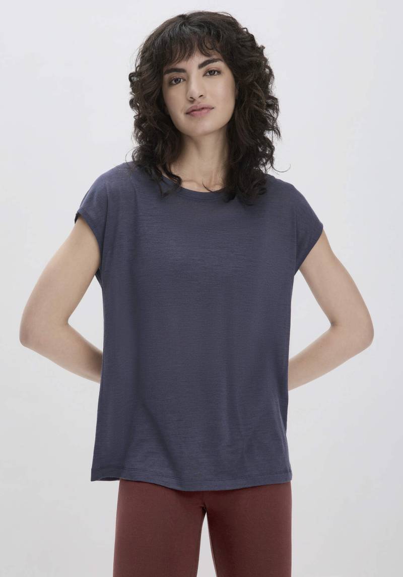 hessnatur Loungewear Shirt Relaxed ACTIVE FUNCTIONAL aus Bio-Merinowolle und TENCEL™ Lyocell - lila Grösse38 von hessnatur
