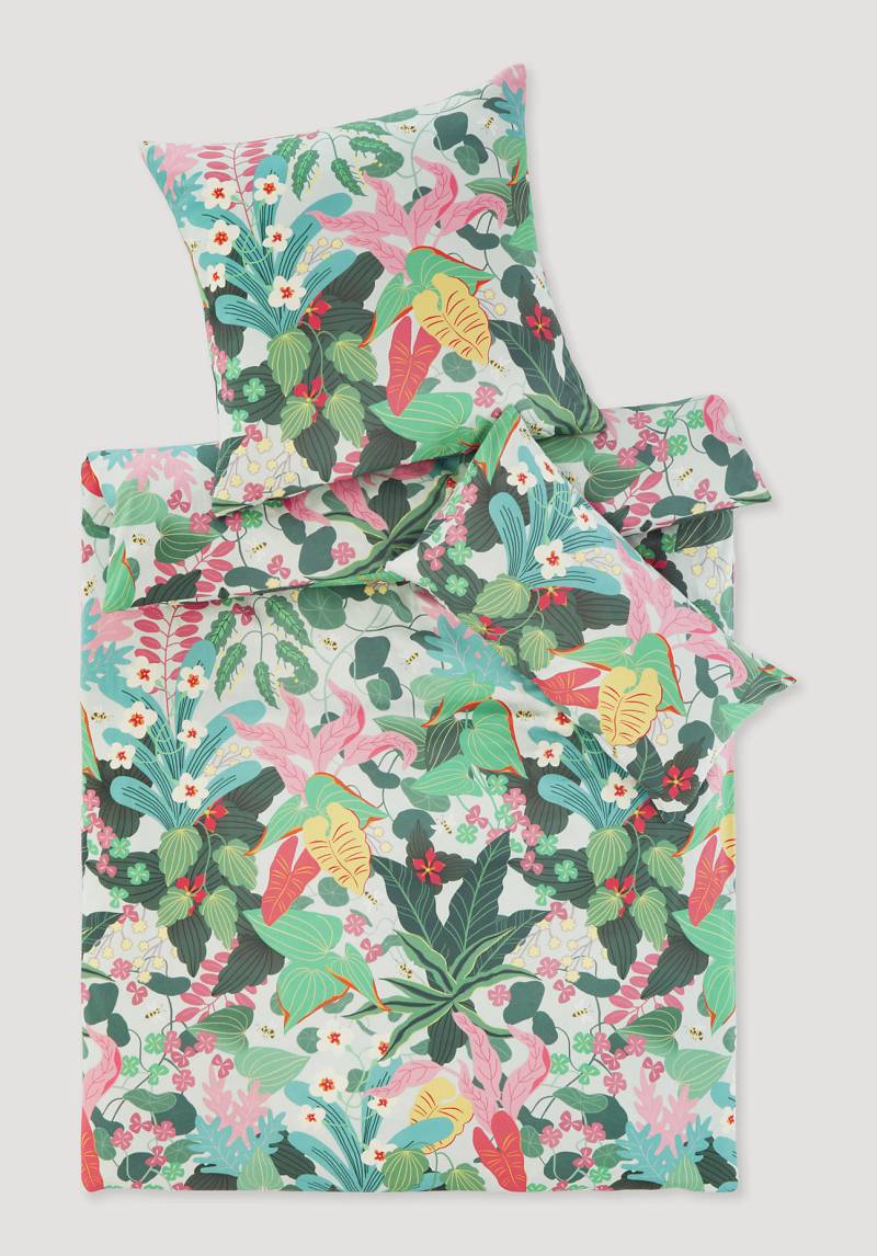 hessnatur NAITO × HESSNATUR Satin Bettwäsche-Set aus Bio-Baumwolle - grün Grösse155x220 / 40x80 cm von hessnatur