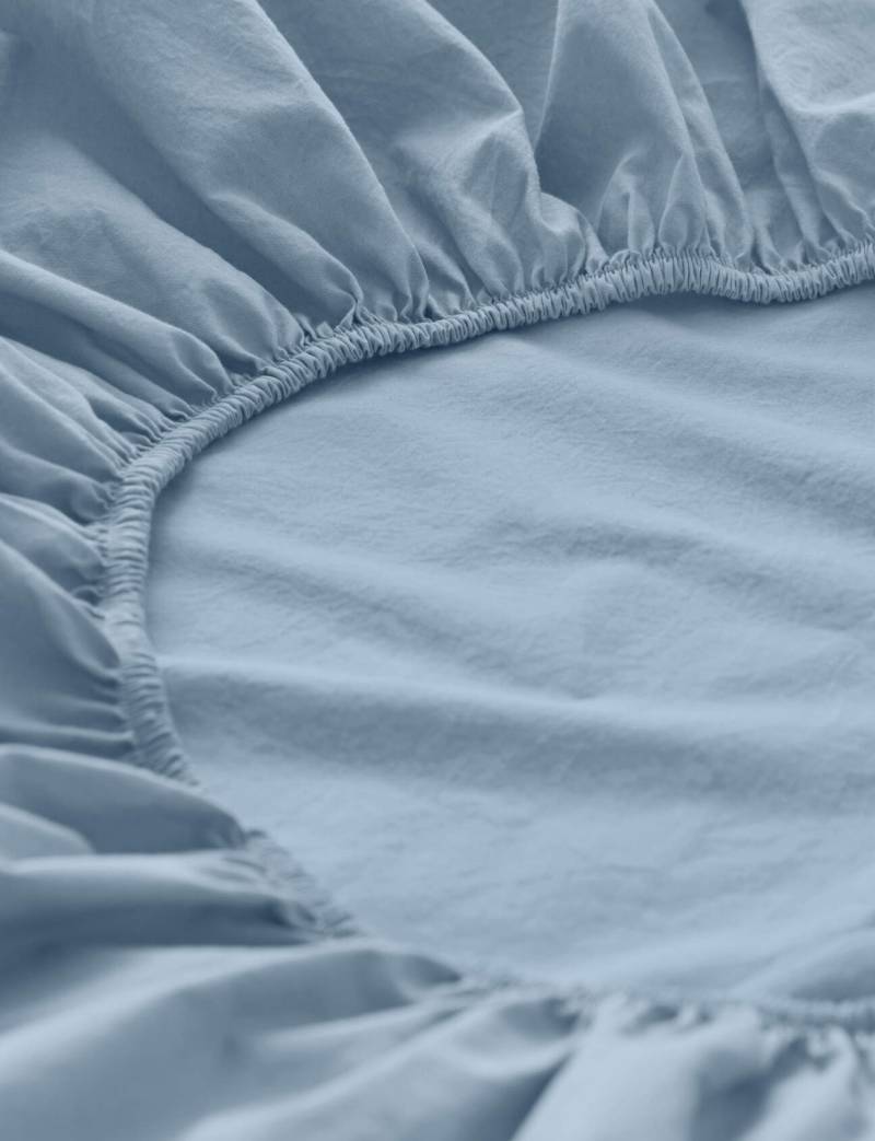 hessnatur Perkal Spannbettlaken aus Bio-Baumwolle - blau Grösse140-160x200 cm von hessnatur