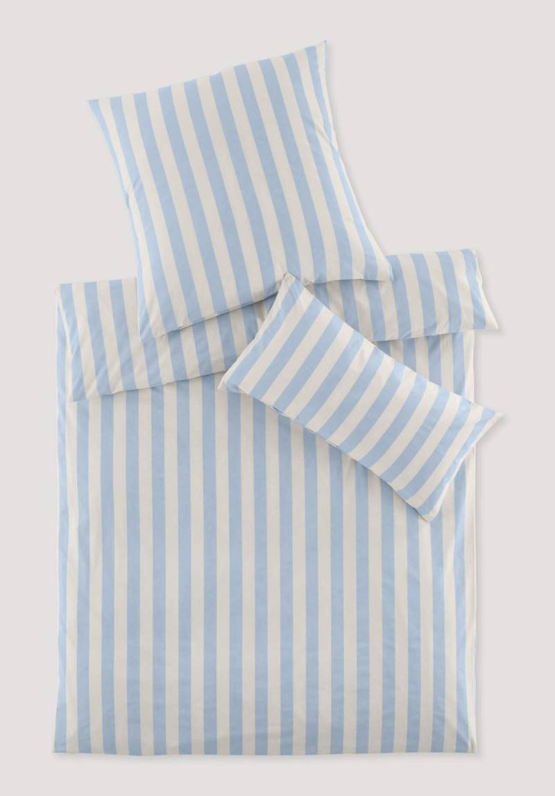 hessnatur Renforcé Bettwäsche-Set CANNES aus Bio-Baumwolle - blau Grösse240x220 / 2x80x80 cm von hessnatur