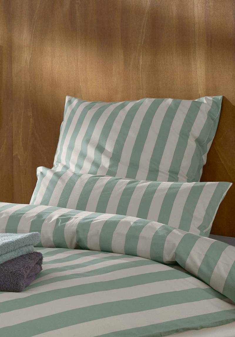hessnatur Renforcé Bettwäsche-Set CANNES aus Bio-Baumwolle - grün Grösse240x220 / 2x40x80 cm von hessnatur