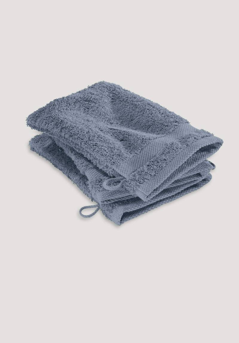 hessnatur Waschhandschuh aus Bio-Baumwolle - blau Grösse15x20 cm von hessnatur