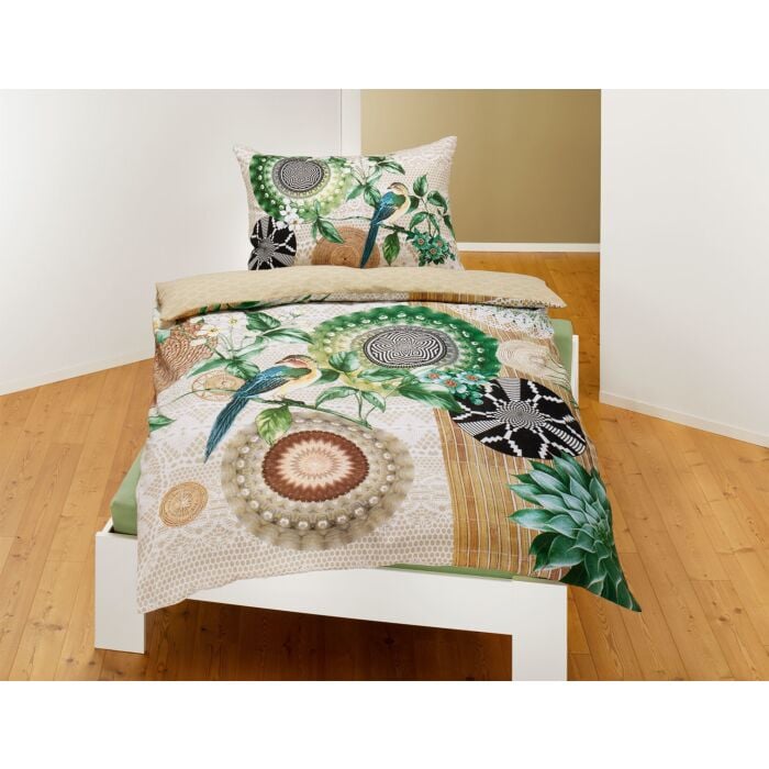 Bettwäsche mit schönen Mandalas und floralem Muster, sand, 65x100 cm / 160x210 cm von Hip