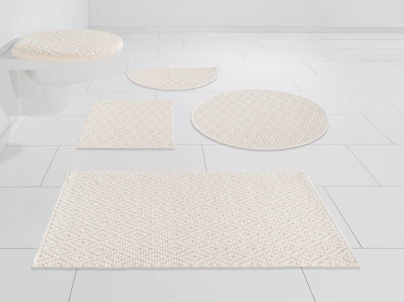 my home Badematte »Numan, Badvorleger, Badezimmer Teppich«, strapazierfähig-fussbodenheizungsgeeignet, Rauten-Muster, Badteppich, auch als 3 teiliges Set erhältlich von My Home