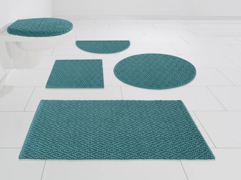 my home Badematte »Numan, Badvorleger, Badezimmer Teppich«, strapazierfähig-fussbodenheizungsgeeignet, Rauten-Muster, Badteppich, auch als 3 teiliges Set erhältlich von My Home