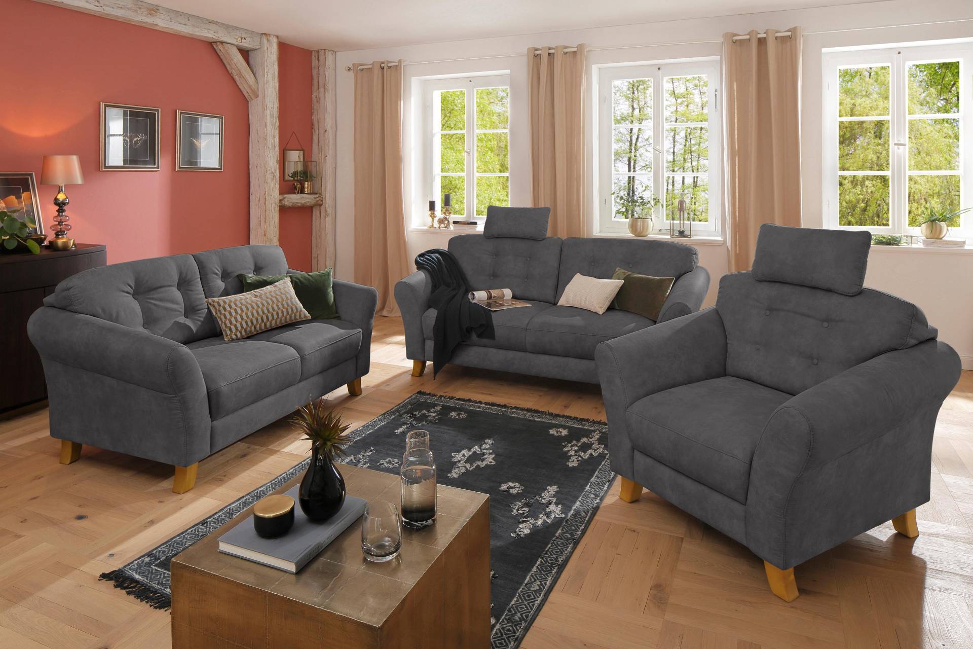 Home affaire 2-Sitzer »Trondheim«, mit Federkern, Knopfheftung im Rücken von home affaire