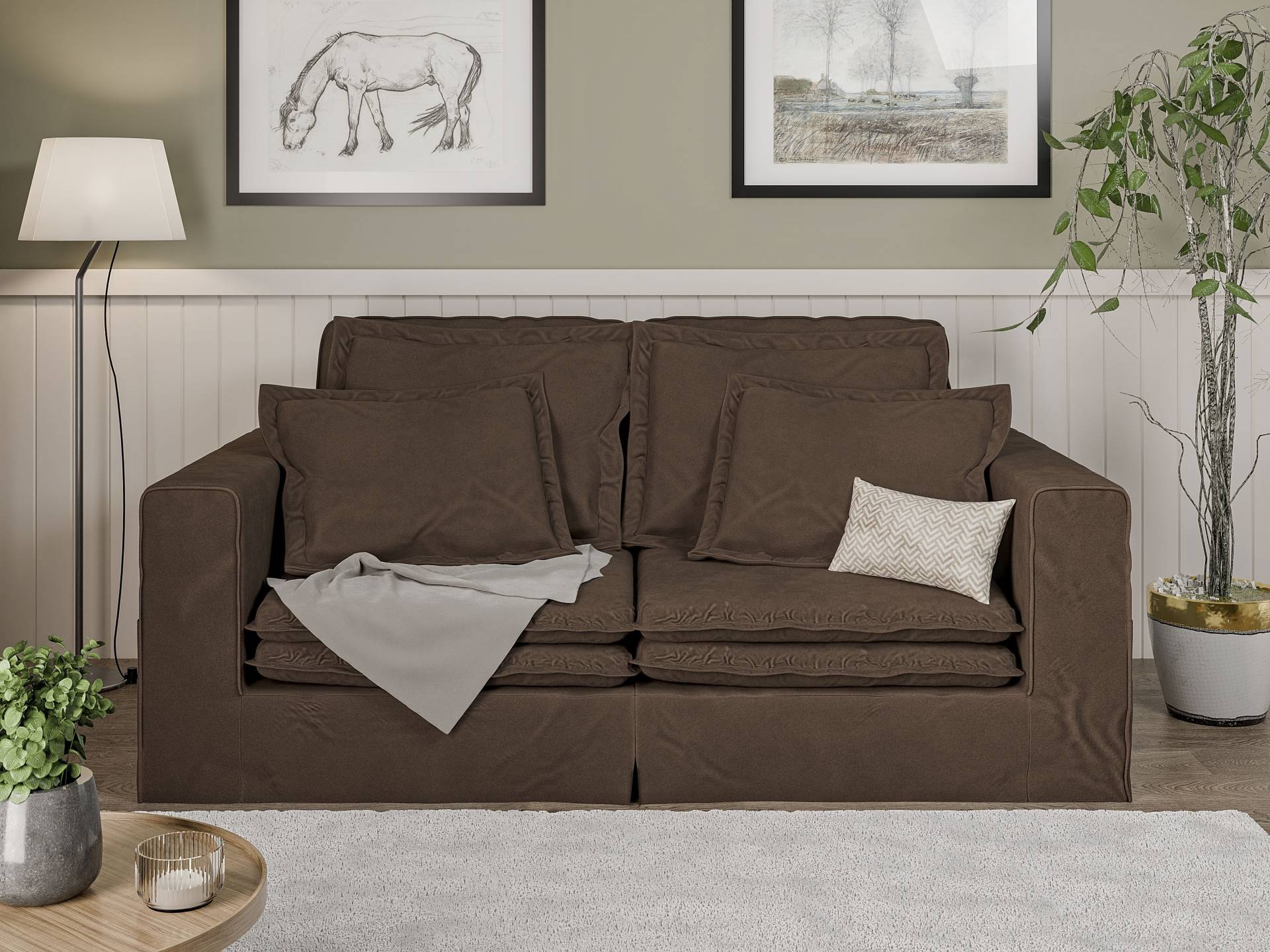 Home affaire 3-Sitzer »ALISSAS BIS mit vielen Kissen, Biesen an den Kissen,«, Hussen-Optik, kleine Taschen an der Seite zum Verstauen von home affaire