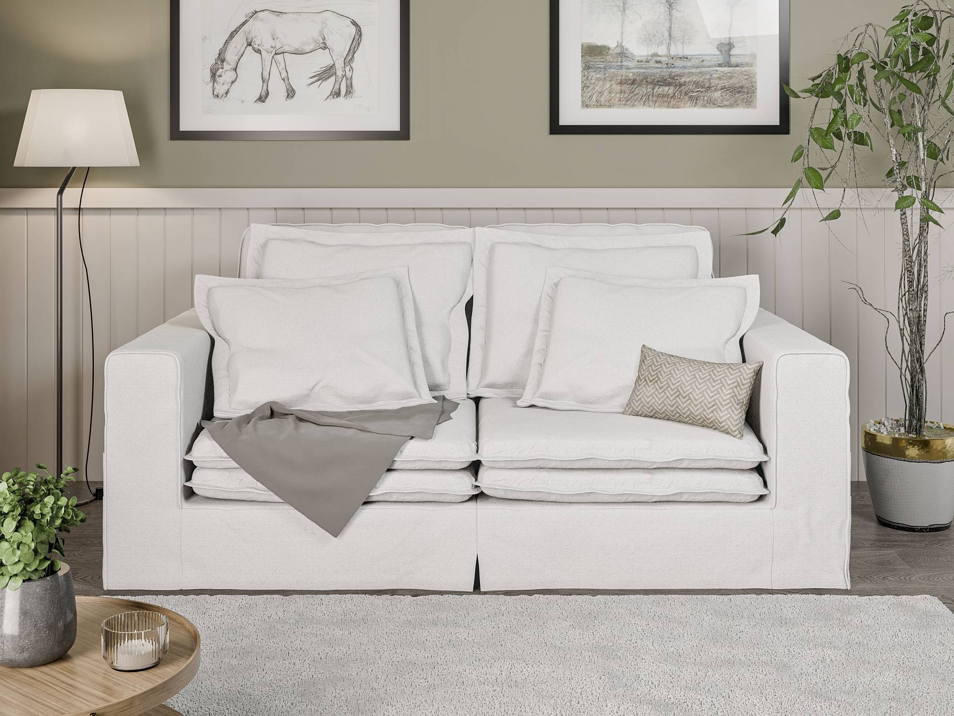 Home affaire 3-Sitzer »ALISSAS BIS mit vielen Kissen, Biesen an den Kissen,«, Hussen-Optik, kleine Taschen an der Seite zum Verstauen von home affaire