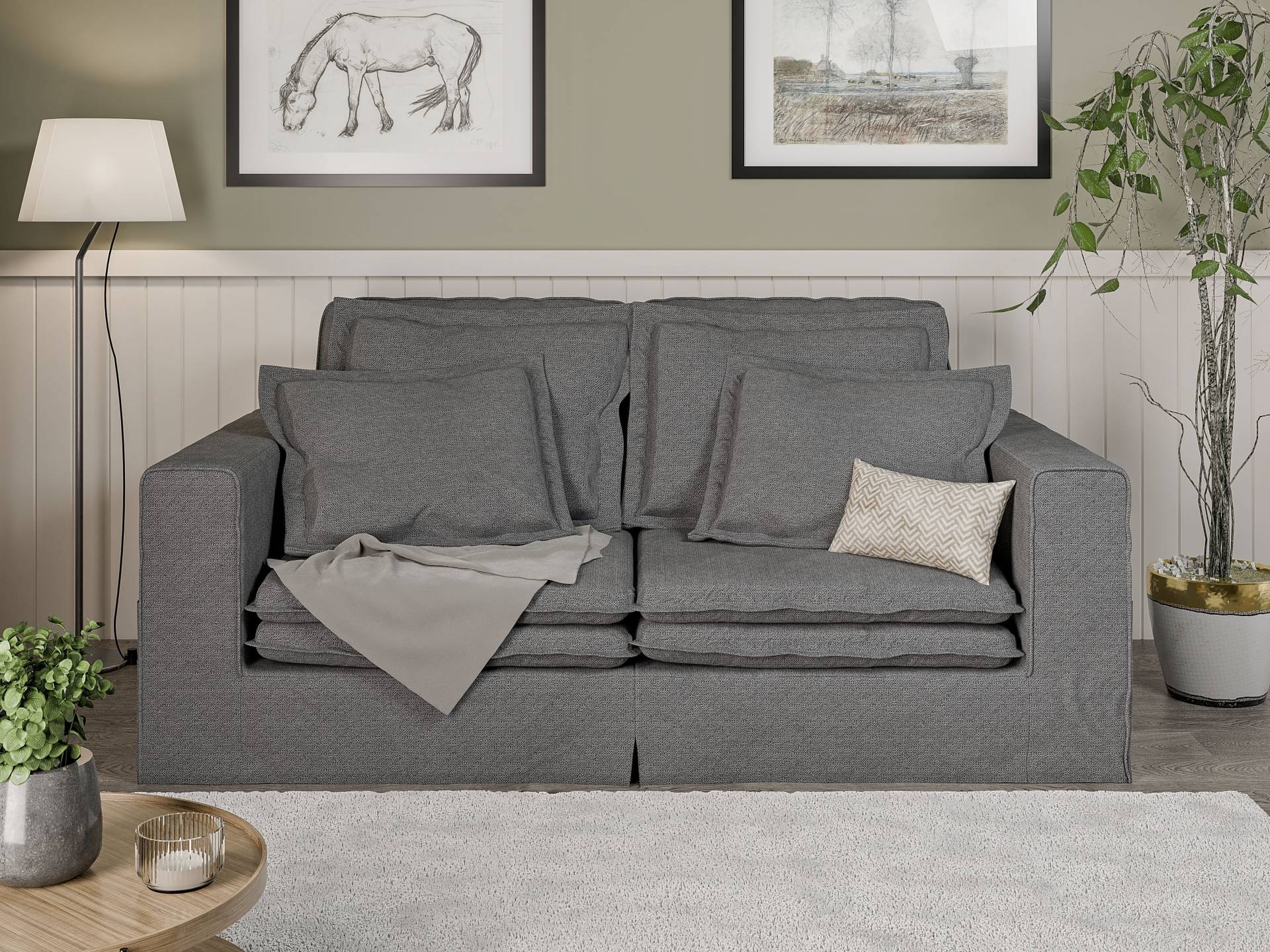 Home affaire 3-Sitzer »ALISSAS BIS mit vielen Kissen, Biesen an den Kissen,«, Hussen-Optik, kleine Taschen an der Seite zum Verstauen von home affaire