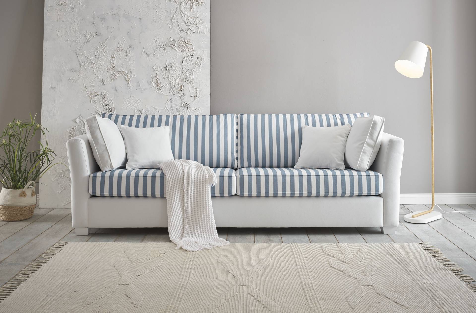 Home affaire 3-Sitzer »CALIFORNIA«, maritimer Landhausstil, in 3Breiten, mit Holzfüssen Weiss lackiert von home affaire