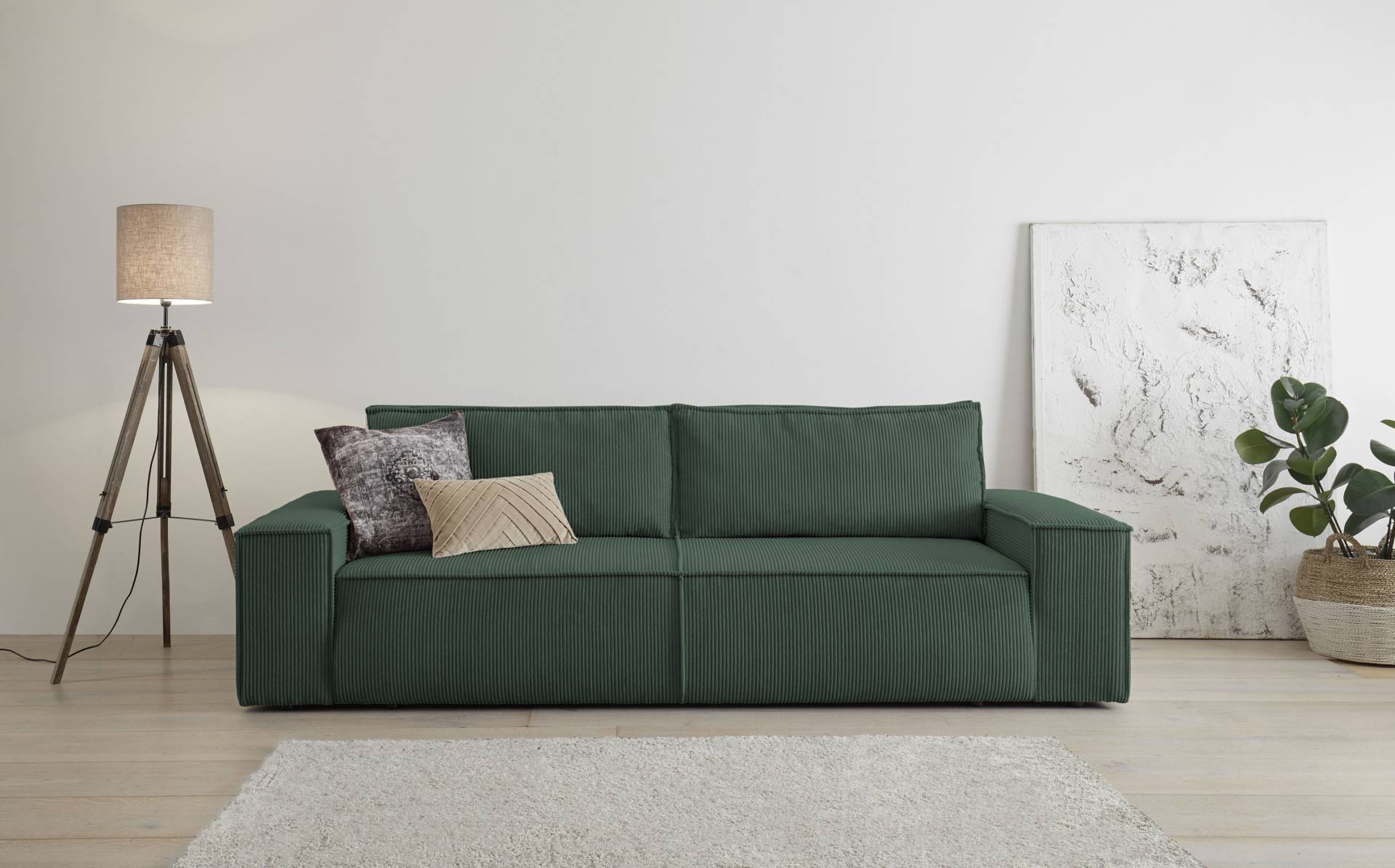 Home affaire 3-Sitzer »SHERWOOD Schlafsofa (257cm) Cord, Samtvelours, Vintage-Lederoptik« von home affaire