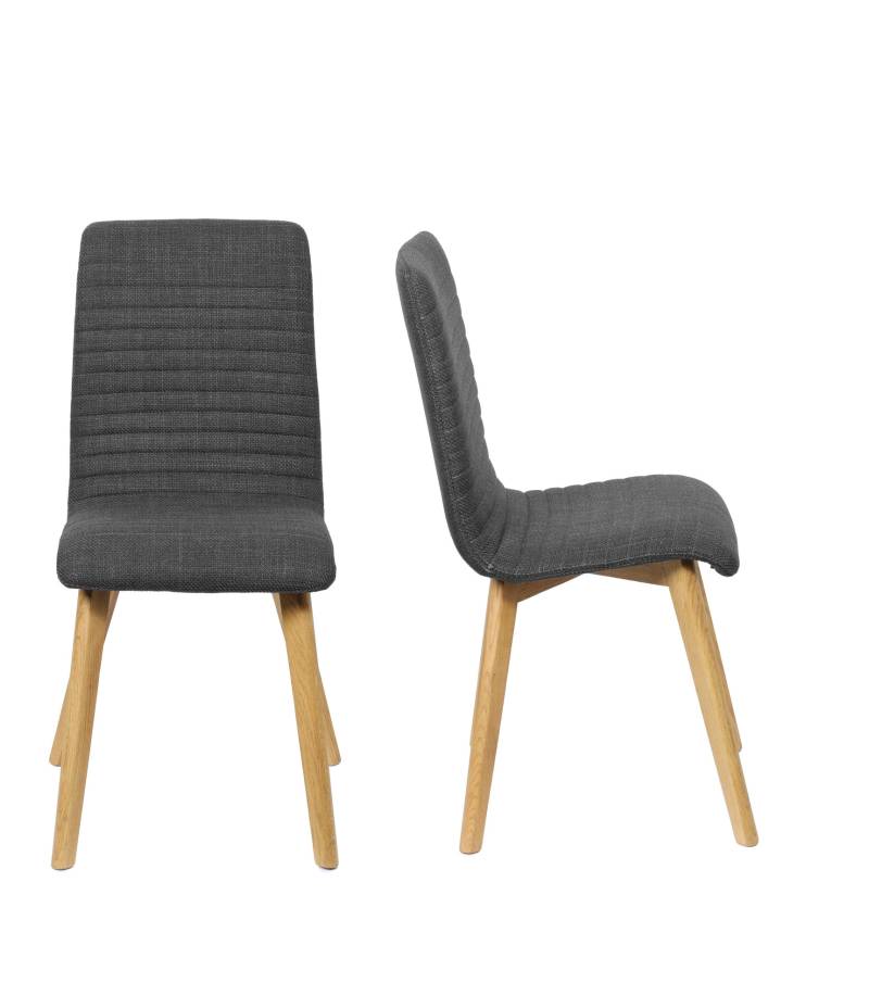 Home affaire 4-Fussstuhl »Arosa Esszimmerstuhl, Polsterstuhl, Küchenstuhl, Speisestuhl, Essstuhl«, (Set), 2 St., Chenille, 2er-Set, Beine aus Massivholz Eiche oder Buche, mit gestepptem Stoff von home affaire