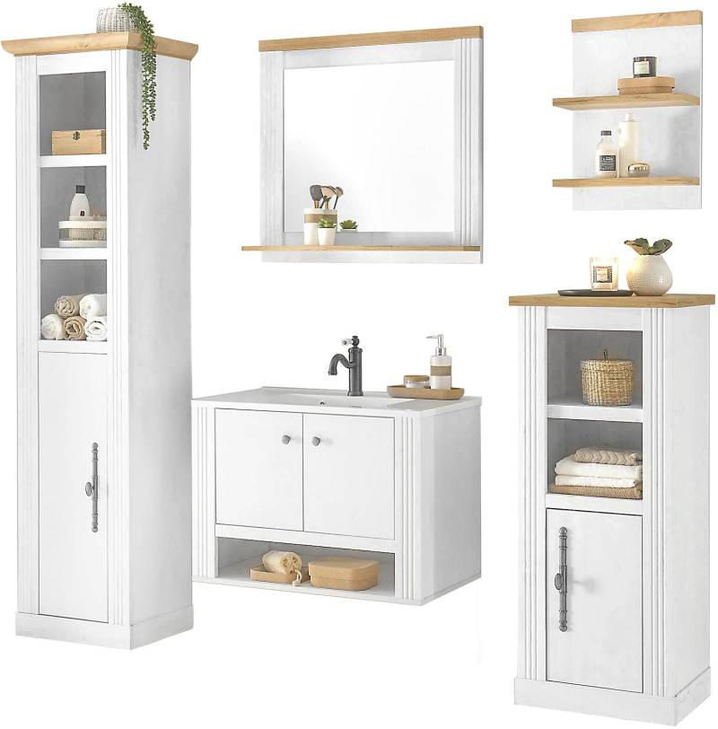 Home affaire Badmöbel-Set »WESTMINSTER«, (5 St.), im romantischen Landhausstil von home affaire
