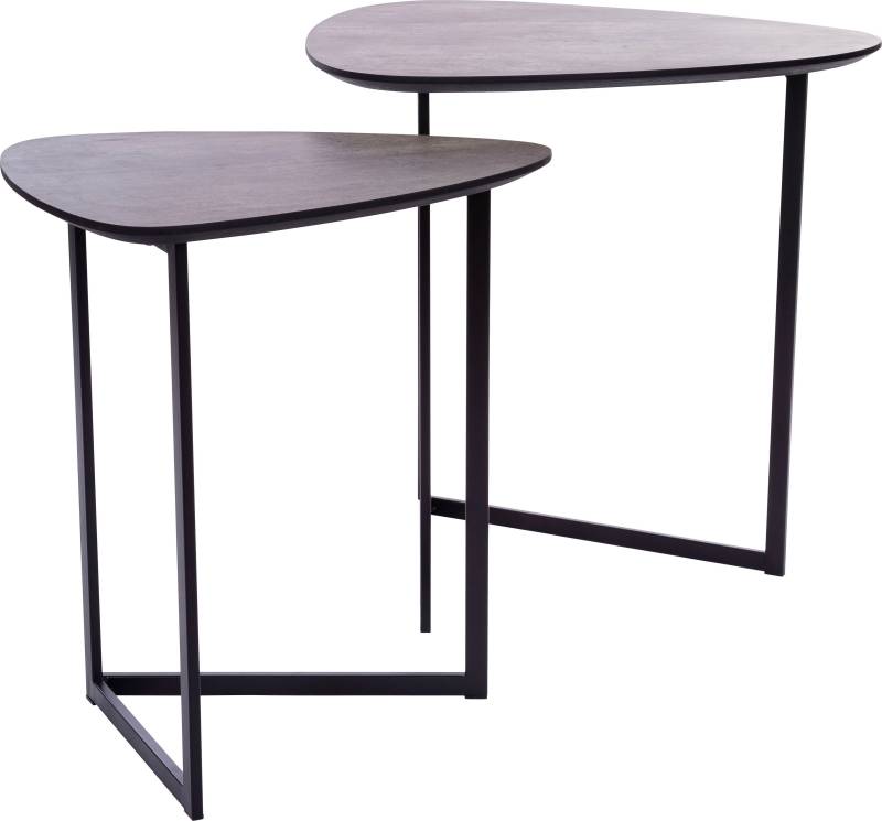 Home affaire Beistelltisch, Beistelltisch Set Oval, grau lackierter Tischplatte, Stabilem Gestell von home affaire