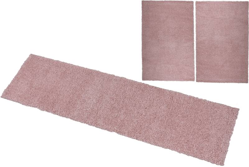 my home Bettumrandung »Shaggy 30«, (3 tlg.), gewebt, 2- oder 3-teilig, Bettvorleger, Läufer-Set, Uni-Farben von My Home