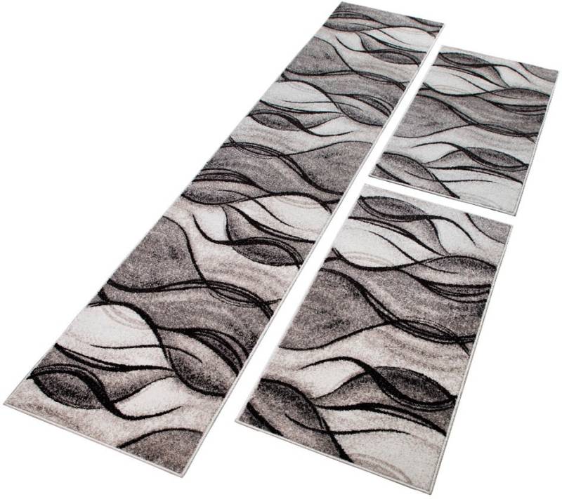 my home Bettumrandung »Tritom«, (3 tlg.), mit besonders weichem Flor, Kurzflor, modernes Wellen Muster von My Home