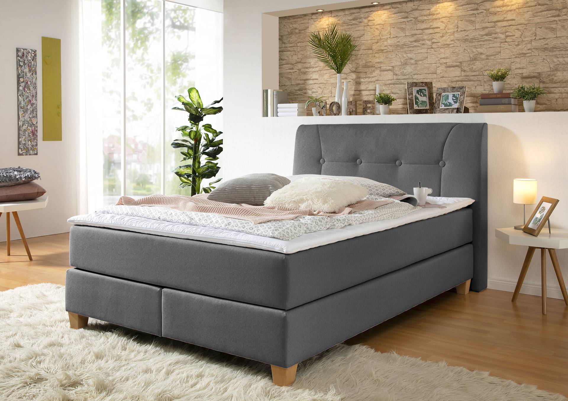 Home affaire Boxspringbett »Calloway«, inkl. Topper, XXL-Ausführung, in 4 Farben, 5 Breiten, 3 Matratzenarten von home affaire