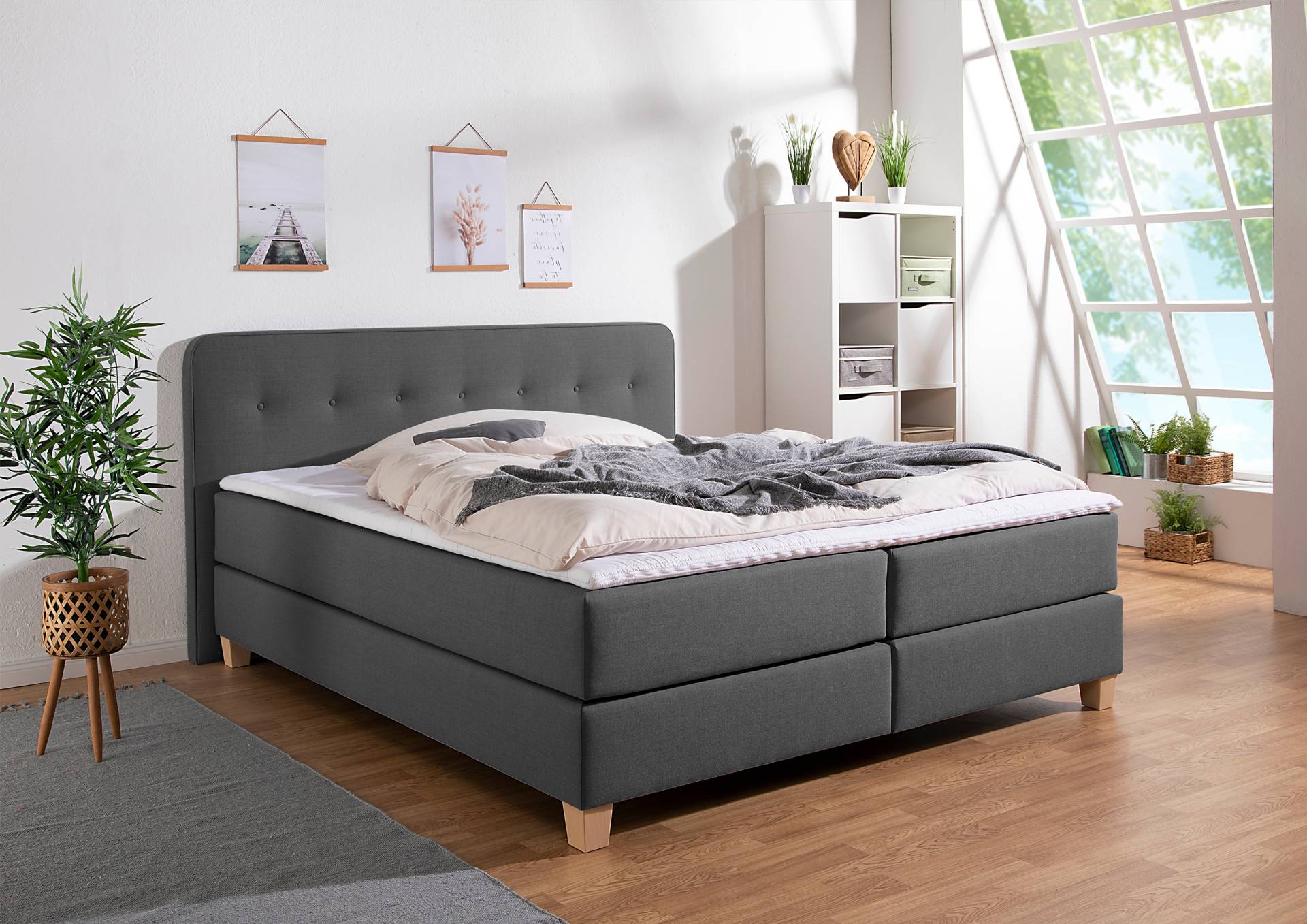 Home affaire Boxspringbett »Fargo«, inkl. Topper, in 3 Matratzenarten, viele Farben, in 6 Breiten von home affaire