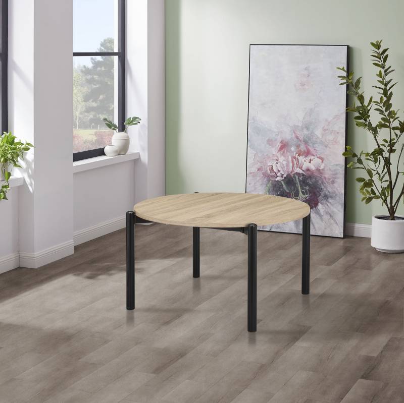 Home affaire Couchtisch »Retiers«, (1 St.), Gestell aus Metall schwarz, Tischplatte in Wildeiche Optik, Höhe 76 cm von home affaire