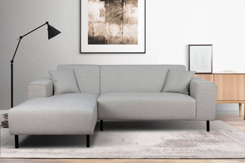 Home affaire Ecksofa »ARROS L-Form mit Wellenunterfederung, Masse B/T/H: 235/163/81 cm«, incl. Zierkissen, mit Recamiere rechts/links bestellbar, auch in Cord von home affaire