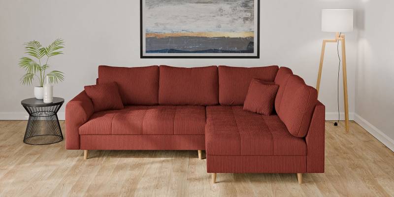 Home affaire Ecksofa »CHARRE L-Form mit Ottomane, Masse B/T/H: 231/161/81 cm«, feine Steppung, lose Rücken- und Zierkissen, auch in Cord und Bouclé von home affaire