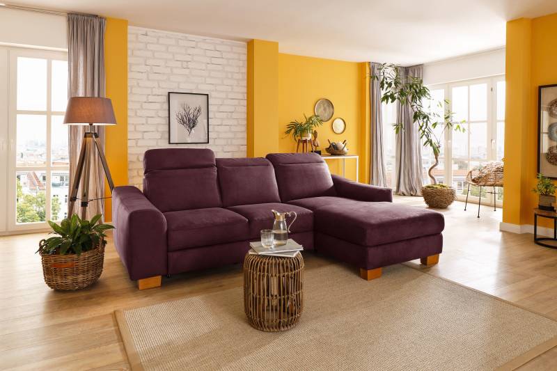 Home affaire Ecksofa »Dundee L-Form«, wahlweise mit Kopfteilverstellung und zusätzlich mit Bettfunktion von home affaire