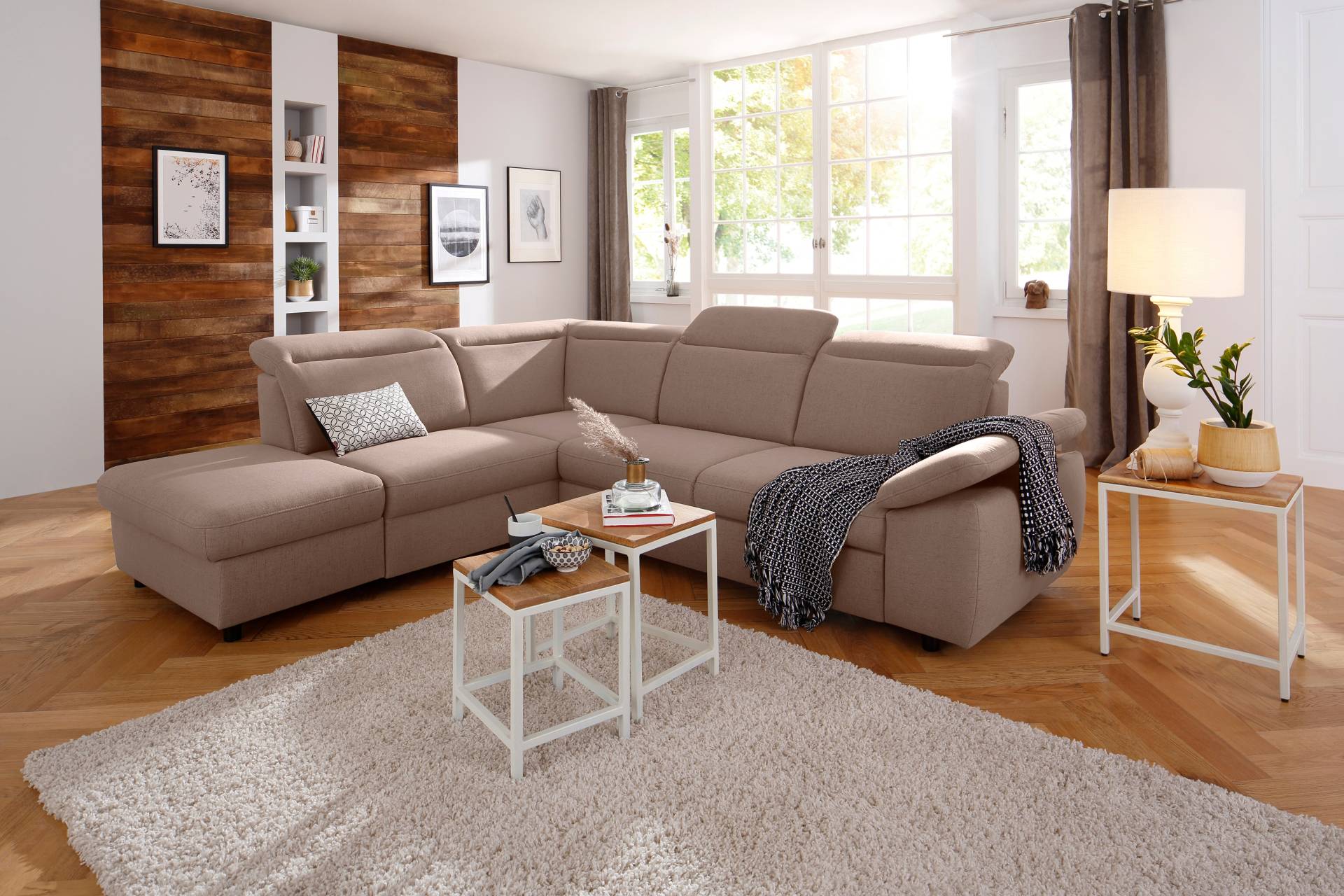 Home affaire Ecksofa »Mauritius L-Form«, mit Ottomane, mit Kopfteil- und Armlehnverstellung von home affaire