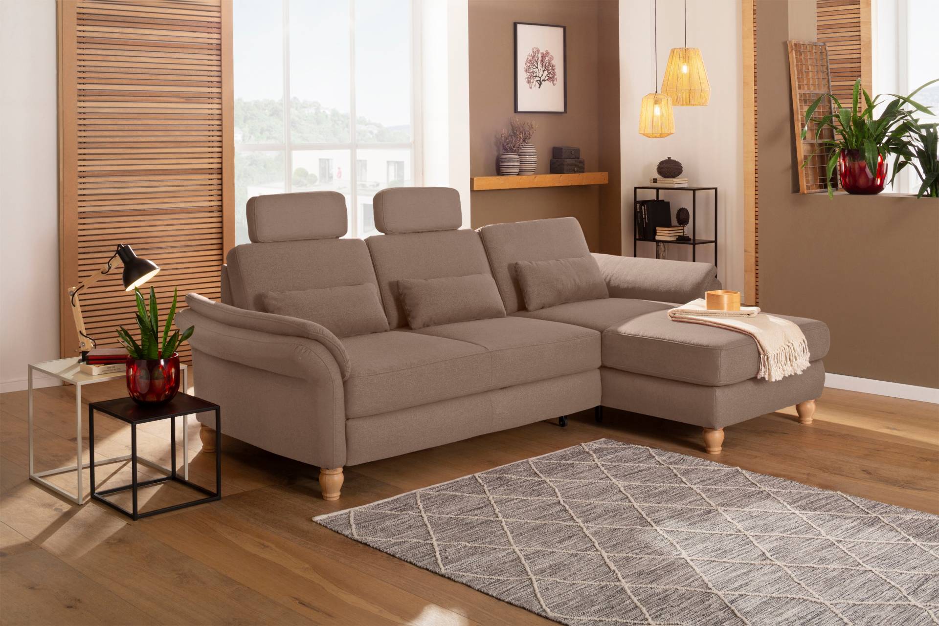 Home affaire Ecksofa »Palace L-Form«, incl. Sitztiefenverstellung, wahlweise mit Bettfunktion und Stauraum von home affaire