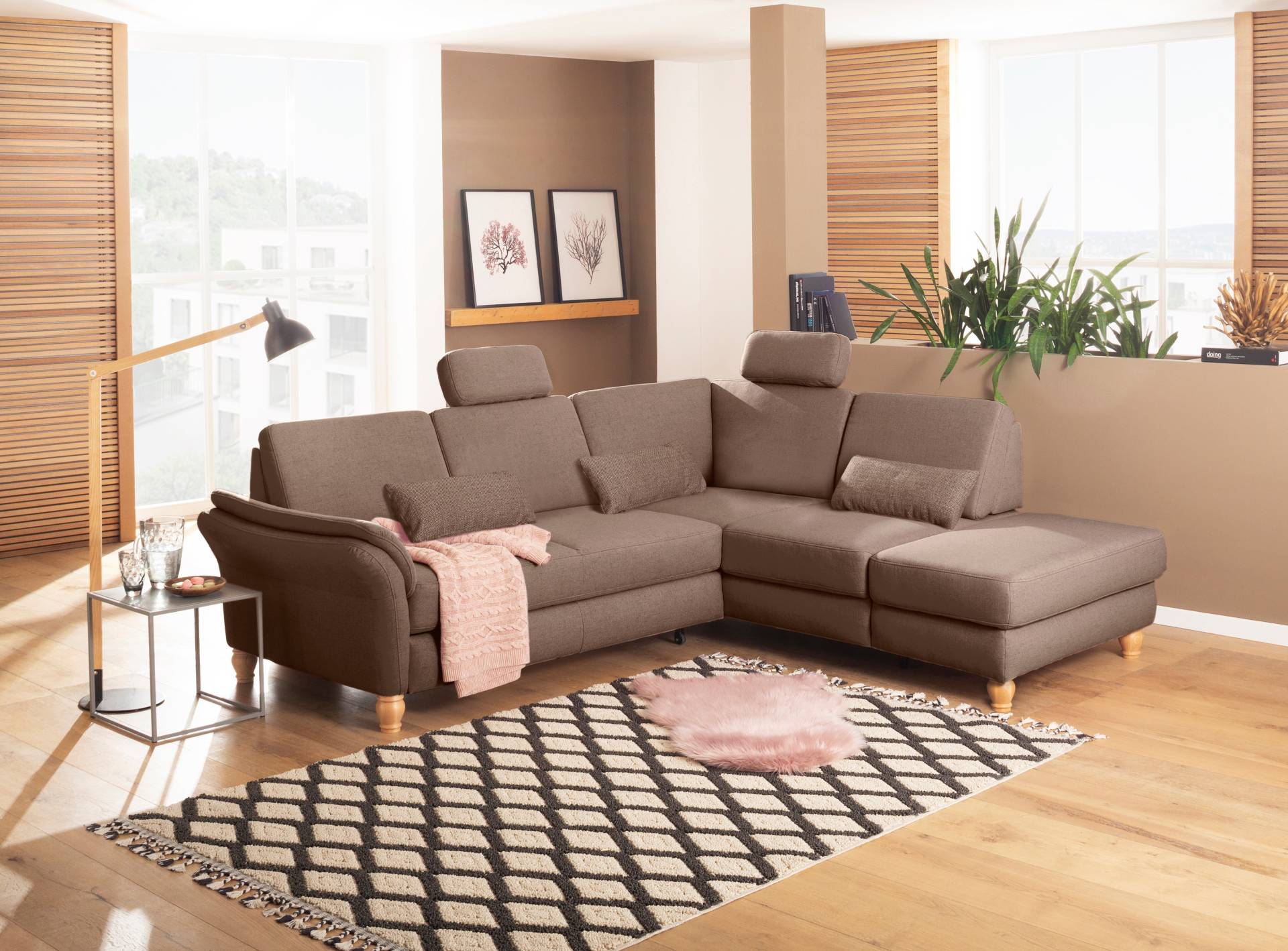 Home affaire Ecksofa »Palace L-Form«, incl. Sitztiefenverstellung, wahlweise mit Bettfunktion und Stauraum von home affaire