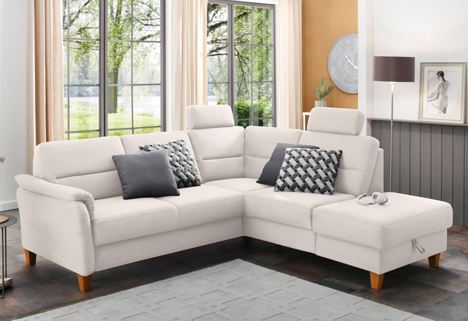 Home affaire Ecksofa »Palmera L-Form«, Federkern, wahlweise mit Bettfunktion und mit/ohne Stauraum von home affaire