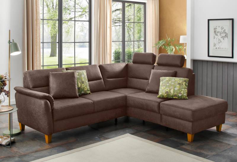 Home affaire Ecksofa »Palmera L-Form«, Federkern, wahlweise mit Bettfunktion und mit/ohne Stauraum von home affaire