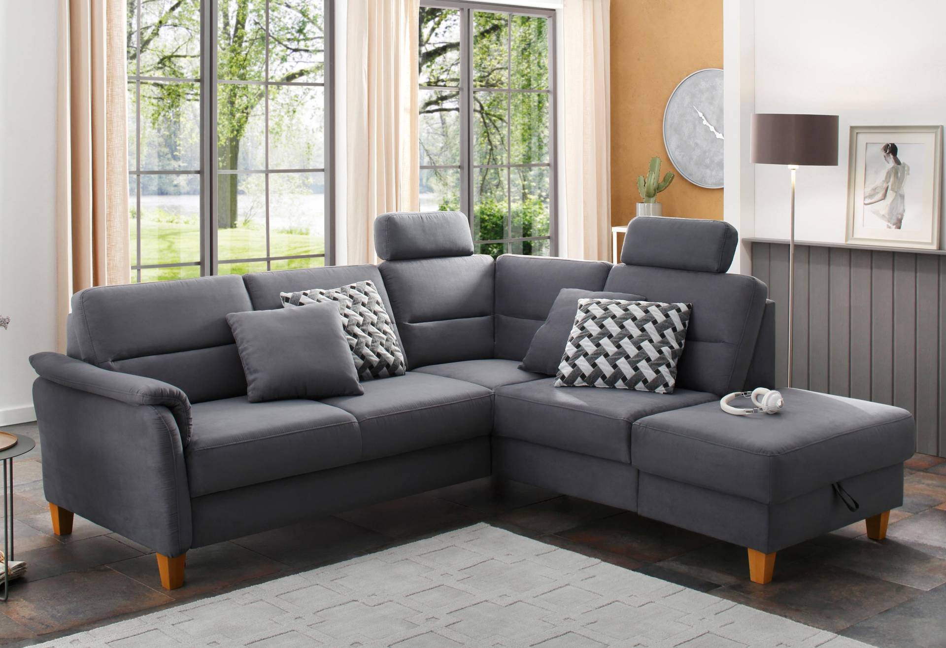 Home affaire Ecksofa »Palmera L-Form«, Federkern, wahlweise mit Bettfunktion und mit/ohne Stauraum von home affaire