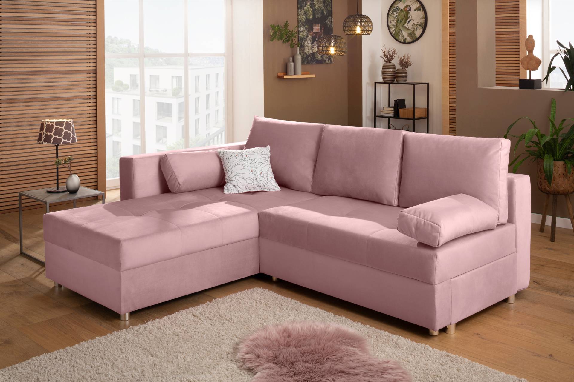Home affaire Ecksofa »Italia L-Form«, mit Bettfunktion und Bettkasten, Federkern-Polsterung von home affaire
