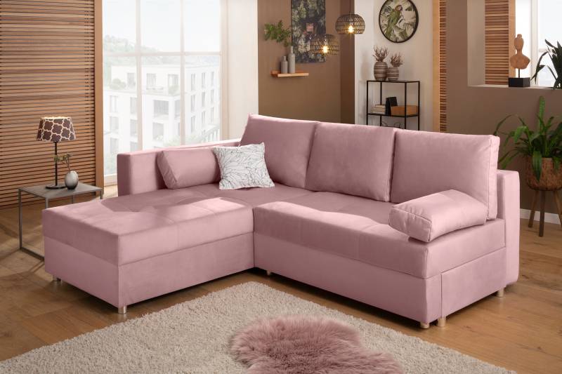 Home affaire Ecksofa »Italia L-Form«, mit Bettfunktion und Bettkasten, Federkern-Polsterung von home affaire