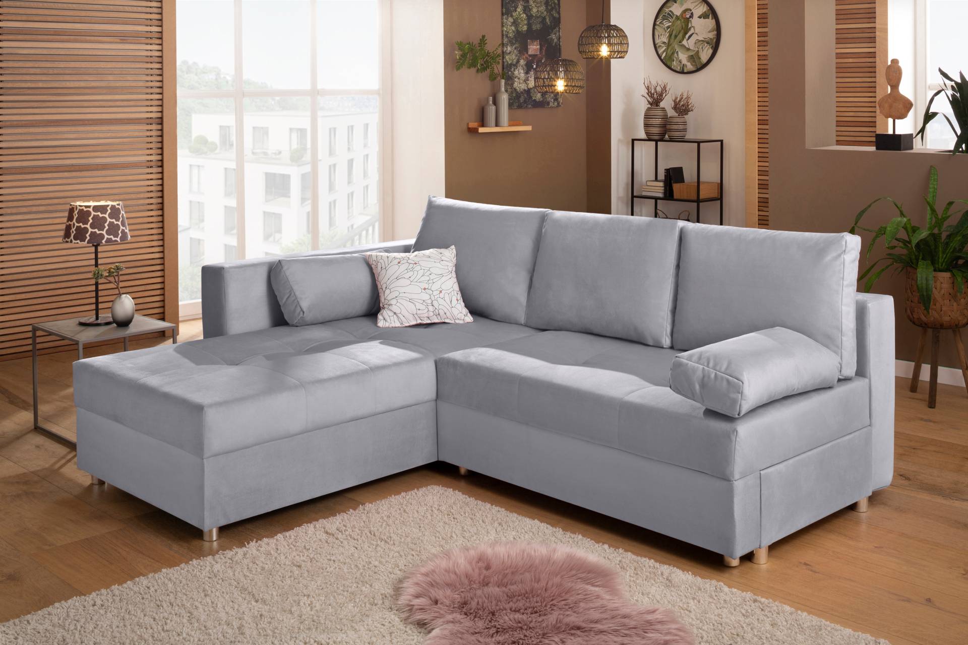 Home affaire Ecksofa »Italia L-Form«, mit Bettfunktion und Bettkasten, Federkern-Polsterung von home affaire