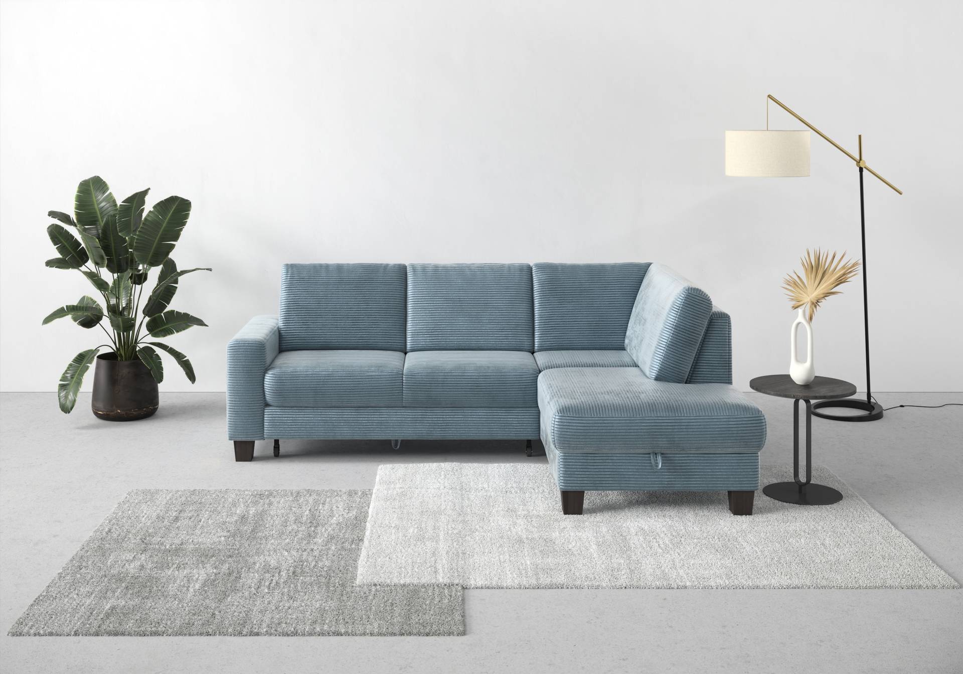 Home affaire Ecksofa »Summer L-Form«, mit Ottomane, mit oder ohne Bettfunktion und Bettkasten, Cord-Bezug von home affaire