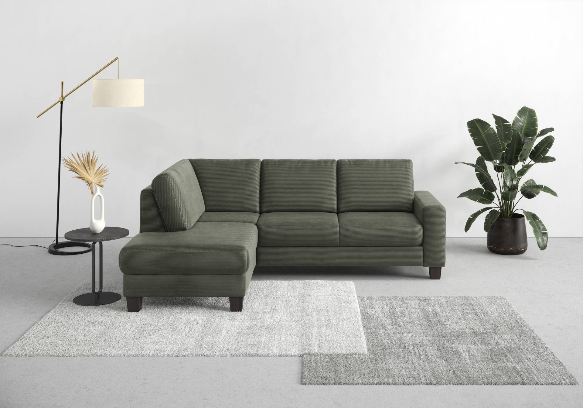 Home affaire Ecksofa »Summer L-Form«, mit Ottomane, mit oder ohne Bettfunktion und Bettkasten, Cord-Bezug von home affaire