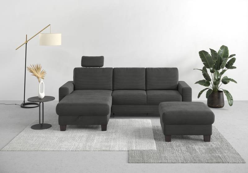 Home affaire Ecksofa »Summer L-Form«, mit Recamiere, mit oder ohne Bettfunktion und Bettkasten, Cord-Bezug von home affaire