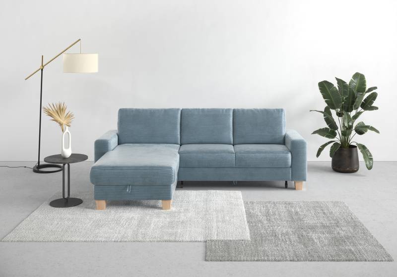 Home affaire Ecksofa »Summer L-Form«, mit Recamiere, mit oder ohne Bettfunktion und Bettkasten, Cord-Bezug von home affaire