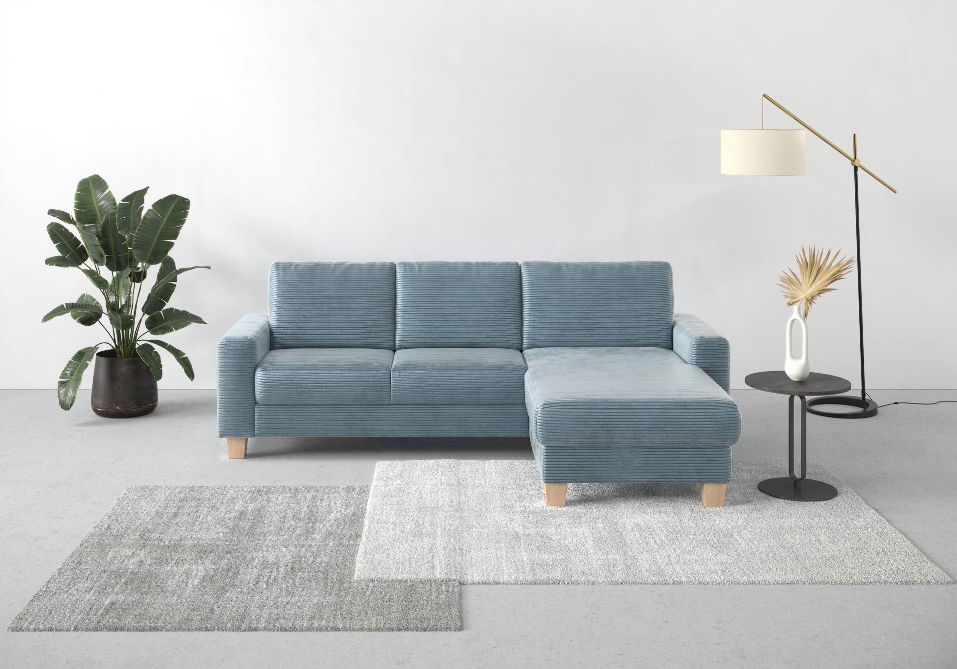 Home affaire Ecksofa »Summer L-Form«, mit Recamiere, mit oder ohne Bettfunktion und Bettkasten, Cord-Bezug von home affaire