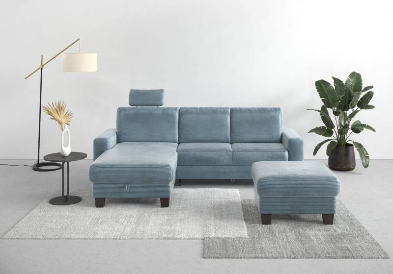 Home affaire Ecksofa »Summer L-Form«, mit Recamiere, mit oder ohne Bettfunktion und Bettkasten, Cord-Bezug von home affaire