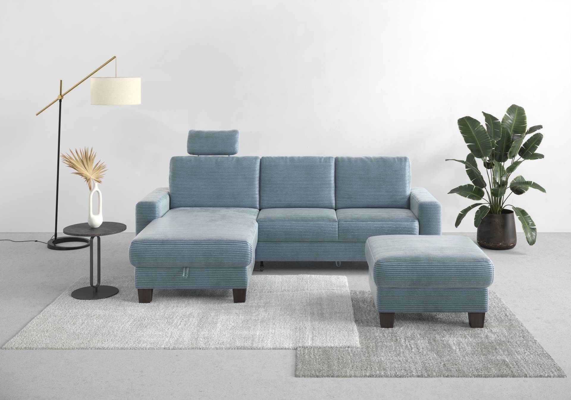 Home affaire Ecksofa »Summer L-Form«, mit Recamiere, mit oder ohne Bettfunktion und Bettkasten, Cord-Bezug von home affaire