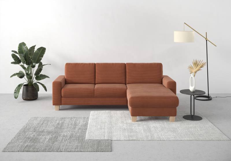 Home affaire Ecksofa »Summer L-Form«, mit Recamiere, mit oder ohne Bettfunktion und Bettkasten, Cord-Bezug von home affaire