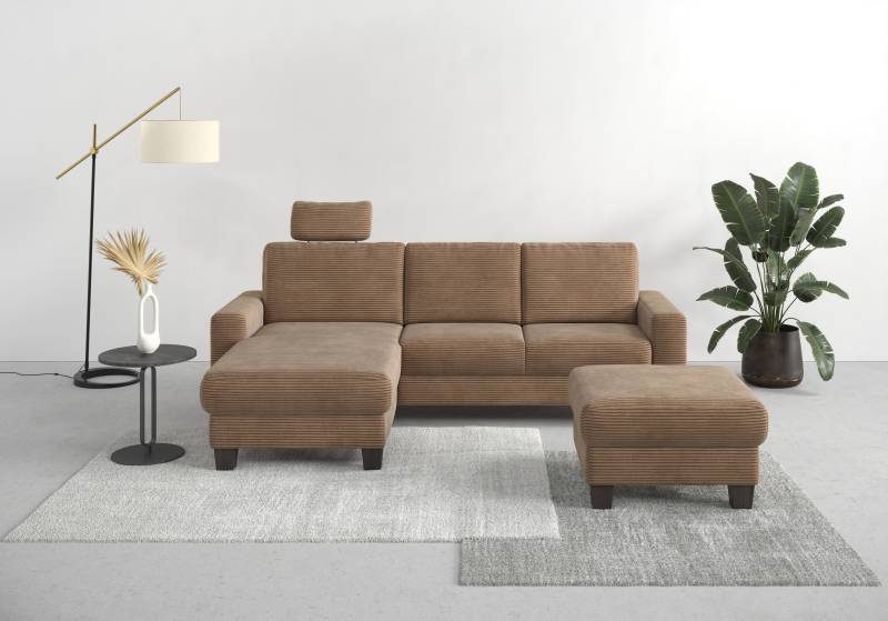 Home affaire Ecksofa »Summer L-Form«, mit Recamiere, mit oder ohne Bettfunktion und Bettkasten, Cord-Bezug von home affaire